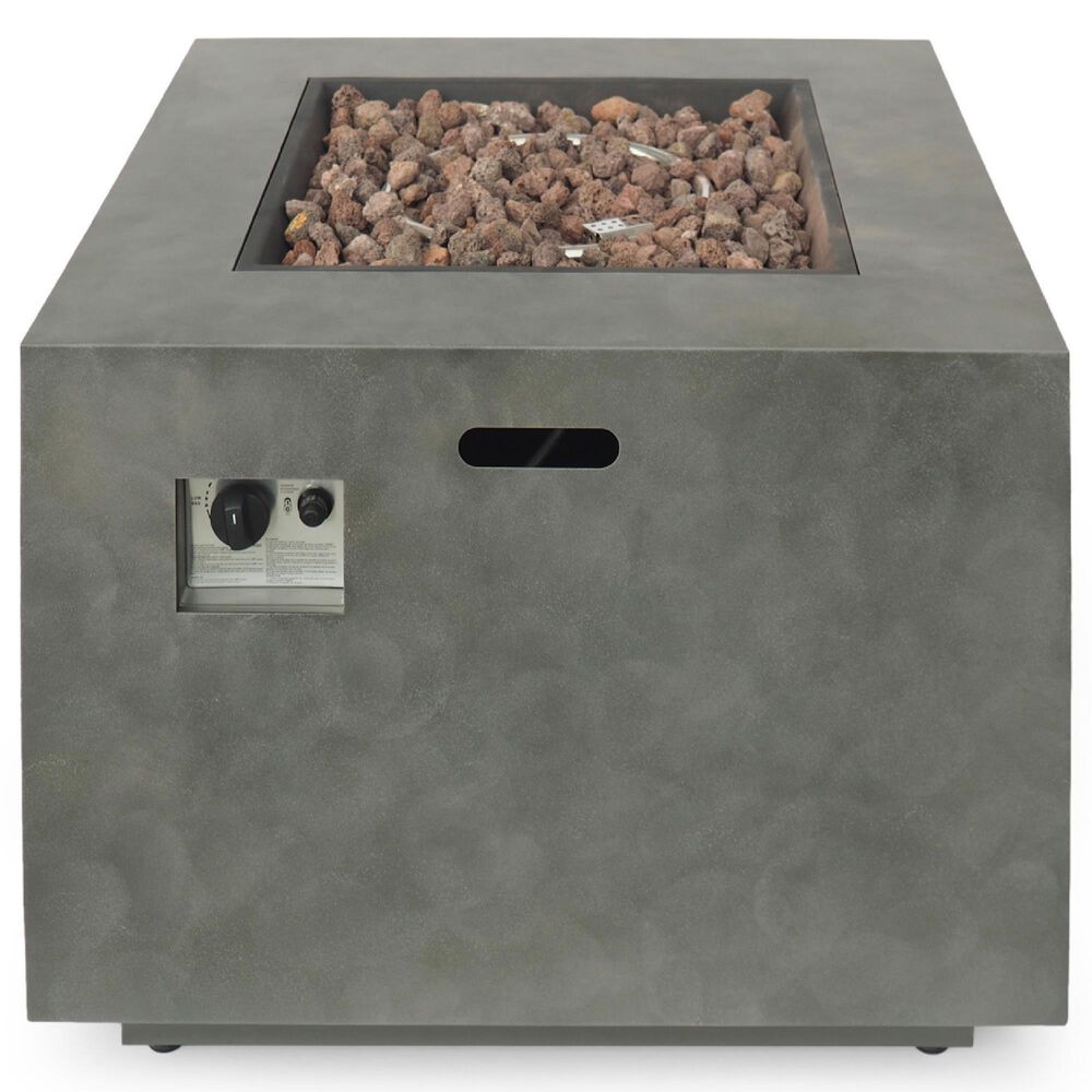 Noble House Wellington 33&quot; Square Concrete-Look Fire Pit in Brushed Brown, , large