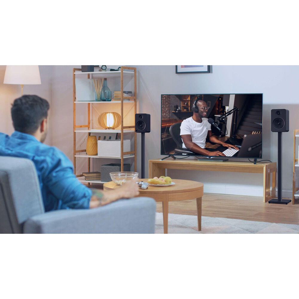 Kanto 34" Universal Bookshelf Speaker Floor Stand in Matte Black (Set of 2), , large