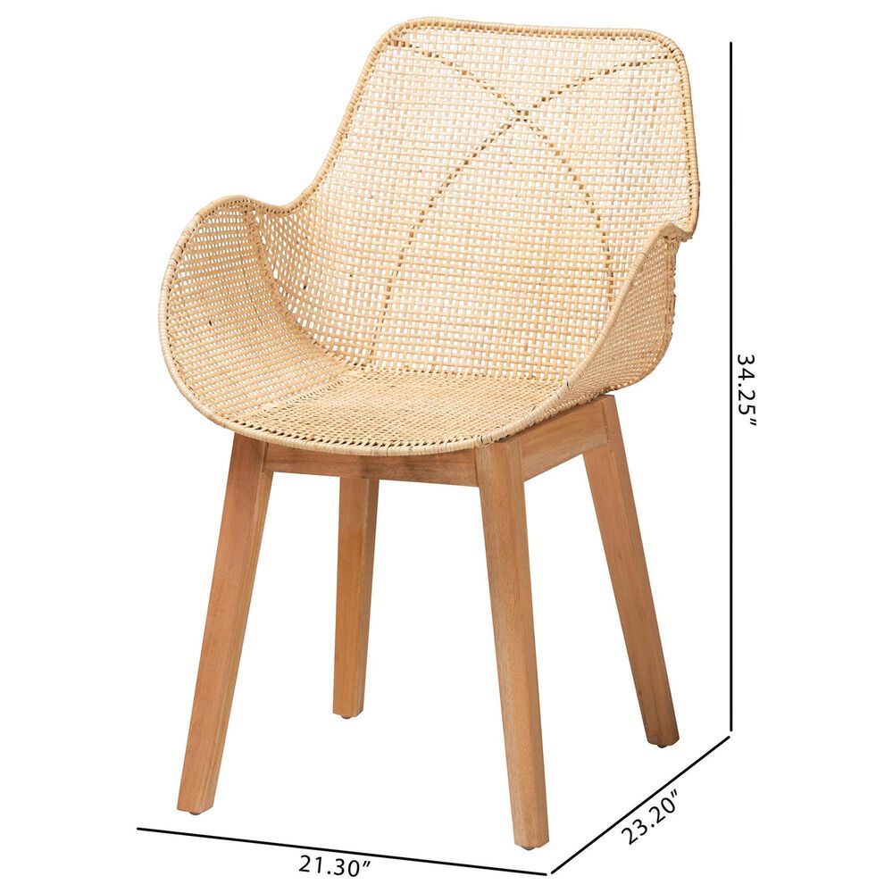 Baxton Studio Ballerina Arm Chair in Natural Brown (Set of 2), , large