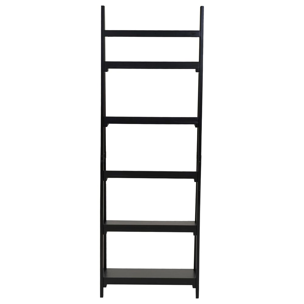 Linon Home Decor Charlotte 5-Shelf Ladder Bookcase in Black, , large