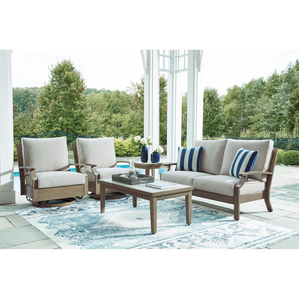 Ashley Rainier Ranch Patio Square End Table in Brown and Beige, , large