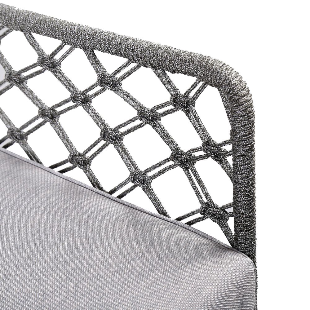 Hearth and Haven MarcoOutdoor Rope Weave Lounge Chair with Steel Frame in Gray, , large