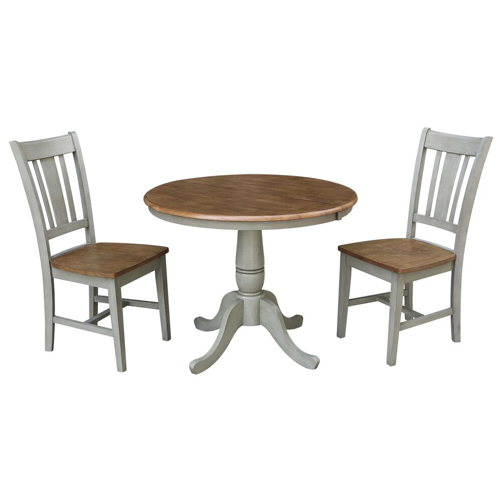 International Concepts San Remo Modern Farmhouse 3-Piece Dining Set in Hickory and Stone, , large