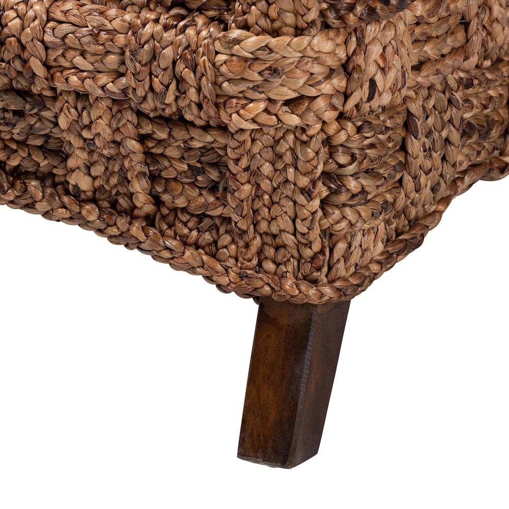 Baxton Studio Vevina Arm Chair with Natural Brown Seagrass in White, , large