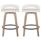 LumiSource Grotto Swivel Counter Stool with White Faux Leather Upholstery in Whitewashed Wood and Black (Set of 2), , large