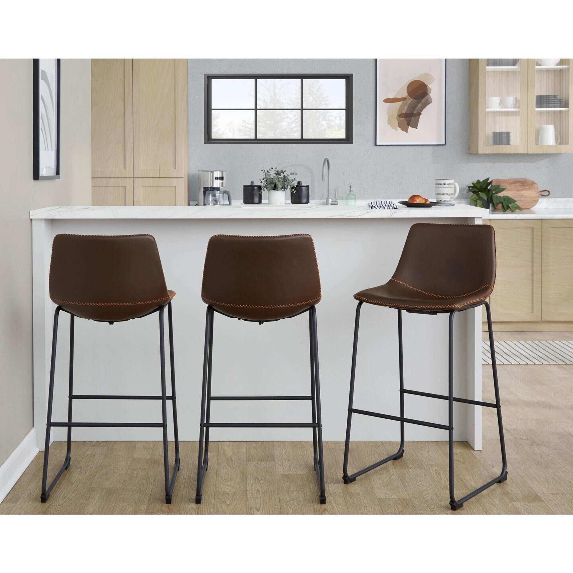 Lumisource Duke Fixed-Height Barstool with Espresso and Orange