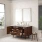 James Martin Vanities Amberly 60" Double Bathroom Vanity in Mid-Century Walnut with 3 cm Victorian Silver Quartz Top and Rectangular Sinks, , large