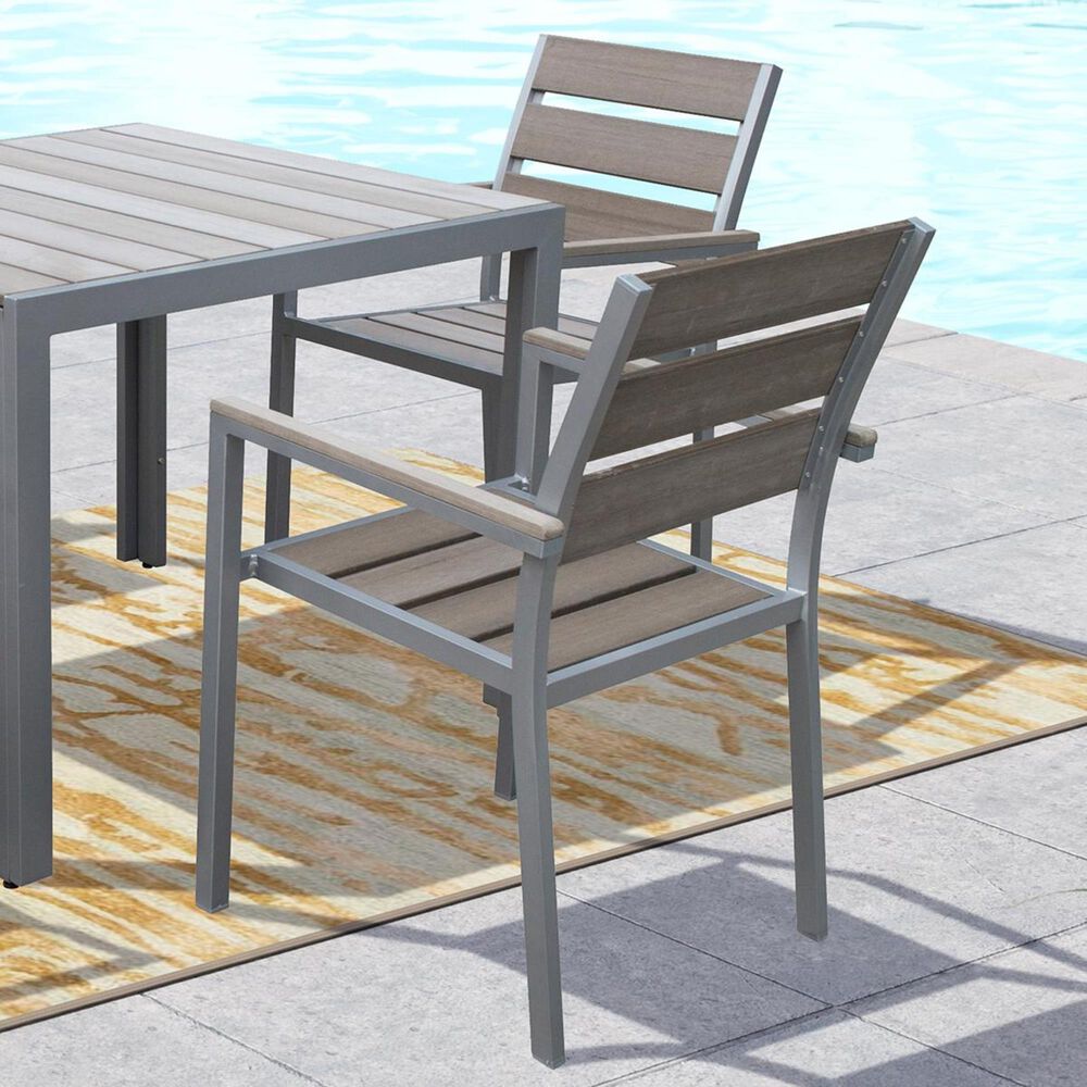CorLiving Gallant Outdoor Dining Chair in Sun Bleached Grey - Set of 2, , large