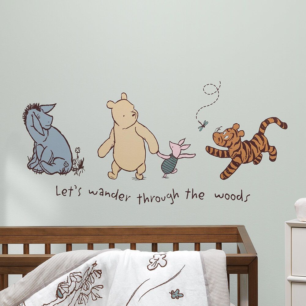 Lambs and Ivy Disney Baby Storytime Pooh Wall Decals and Stickers in Gold, Blue and Brown, , large