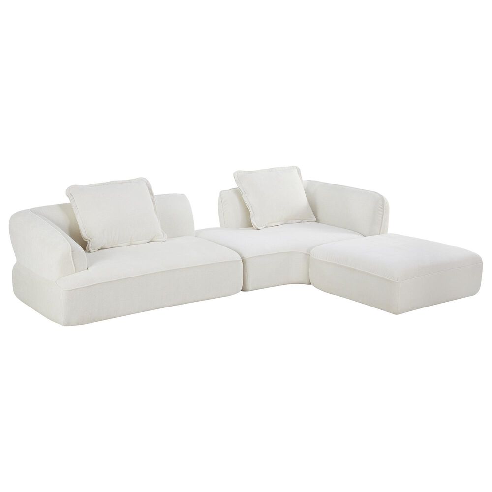 Hearth and Haven 2-Piece Right Facing L-Shaped Sectional Sofa with Pillow Back Cushions in White, , large