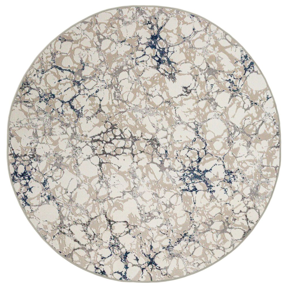 Radici USA Livigno Contemporary 7"10" Round Blue Area Rug, , large