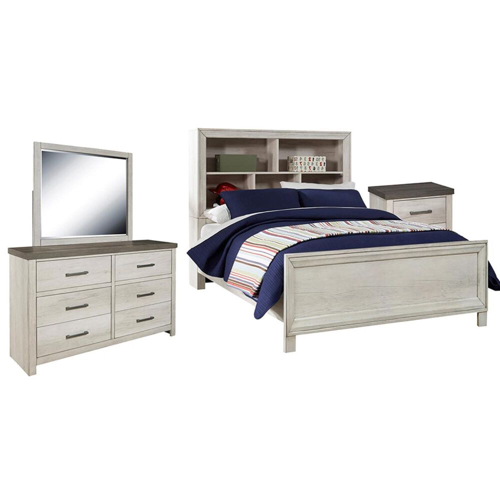 Samuel Lawrence Riverwood 4 Piece Twin Bookcase Bedroom Set in Whitewashed, , large