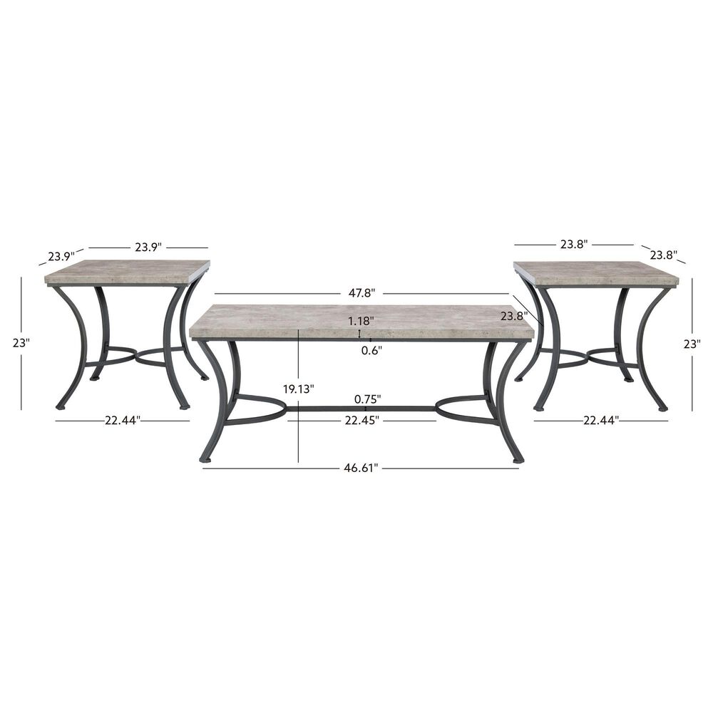 Linon Home Decor Buxton 3-Piece Occasional Table Set in Coal, , large