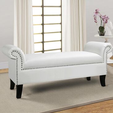 Jennifer Taylor Home Kathy Roll Arm Entryway Accent Bench in Bright White, , large