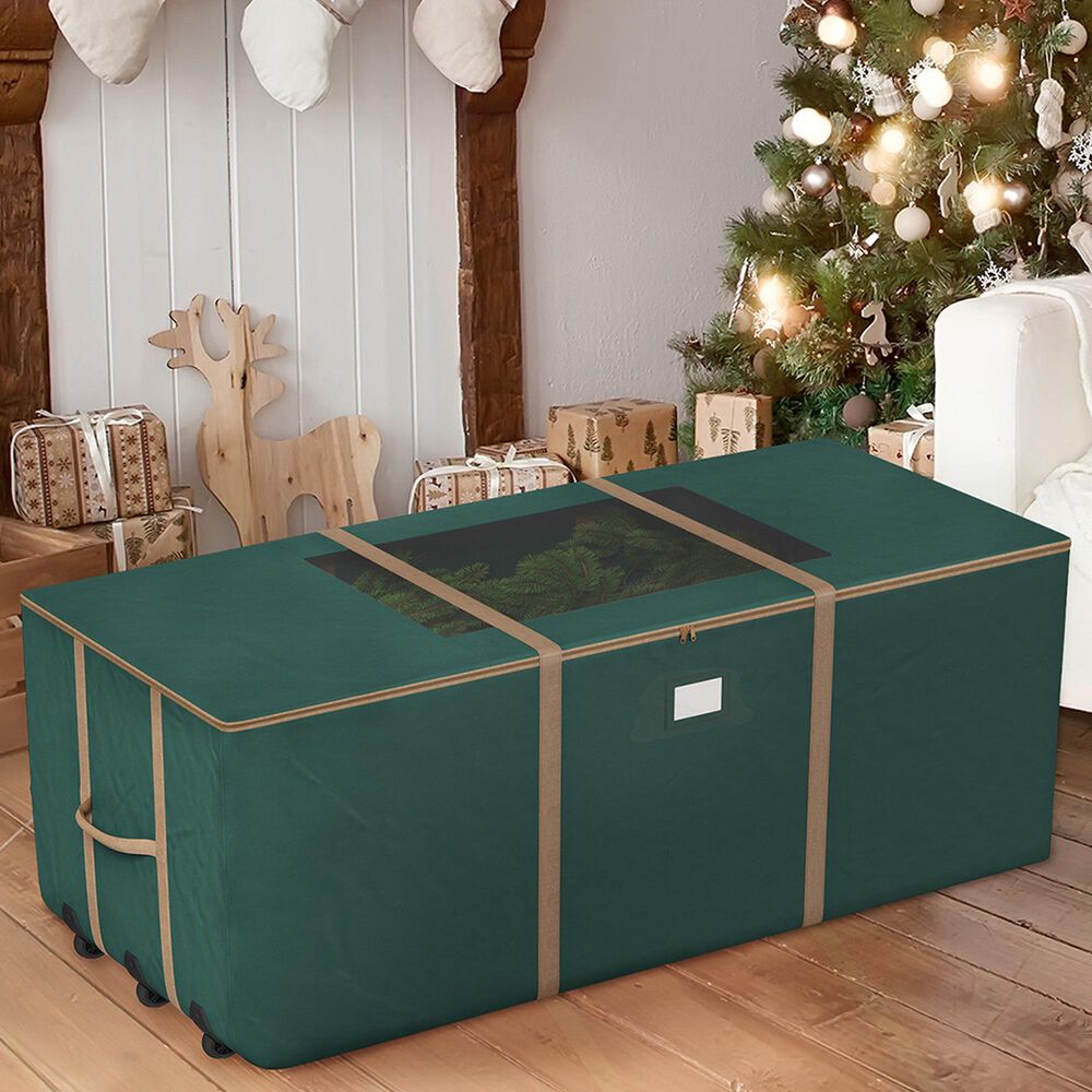 Timberlake 12&#39; Rolling Christmas Tree Storage Bag in Green and Gold, , large