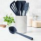 Green Pan Platinum Silicone 7-Piece Utensil Set with Crock in Oxford Blue, , large