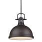 Golden Lighting Duncan 1-Light Pendant with Rod in Rubbed Bronze, , large