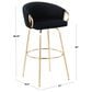 Lumisource Claire Barstool with Black Cushion in Gold (Set of 2), , large