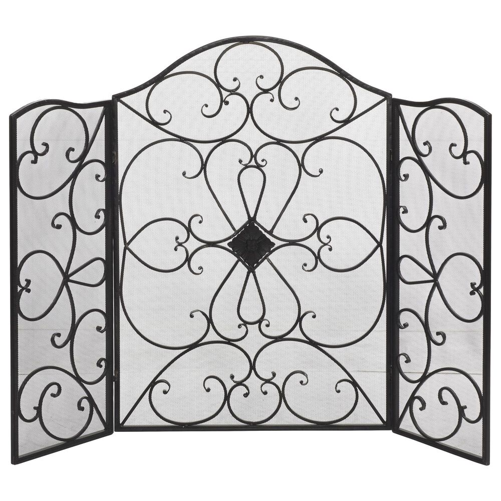Maple and Jade 49&quot; x 36&quot; Fireplace Screen in Black, , large