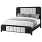 Modern Market Beckett King Platform Bed with LED Lights in Black Finish and White Fluted Upholstery, , large