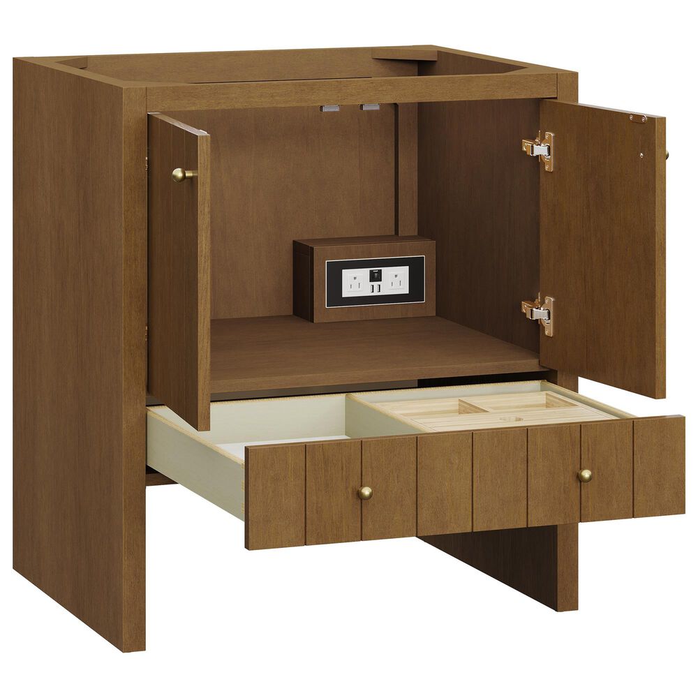 James Martin Hudson 30" Single Bathroom Vanity in Honey Oak with 3 cm Parisien Bleu Silestone Top and Rectangular Sink, , large