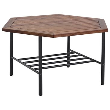 Walker Edison Pearson Patio Coffee Table in Dark Brown and Black - Table Only, , large