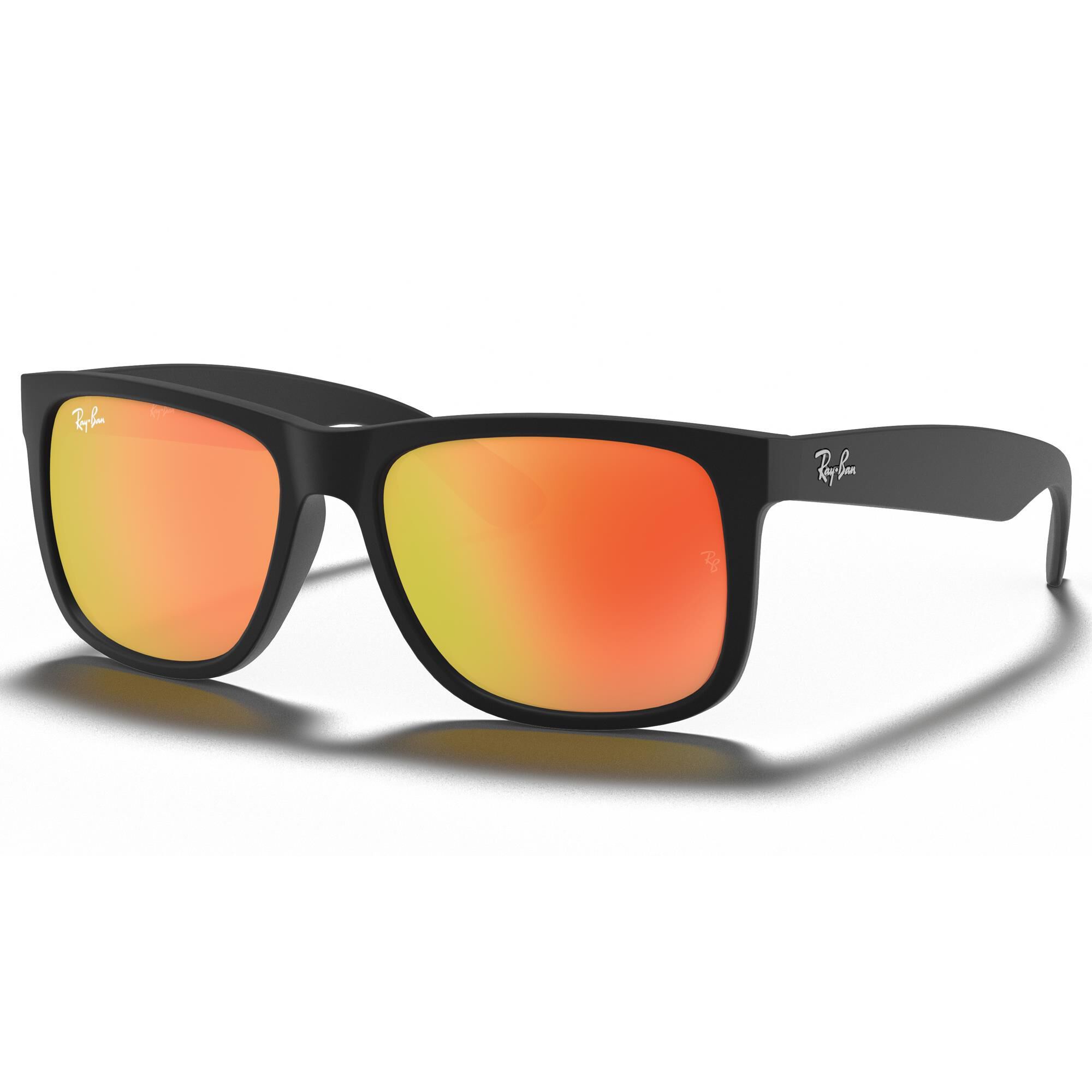 Ray Ban Justin Sunglasses with Red Lenses in Matte Black NFM