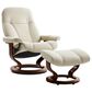Stressless Consul Medium Chair and Ottoman with Brown Base in Batick Cream, , large