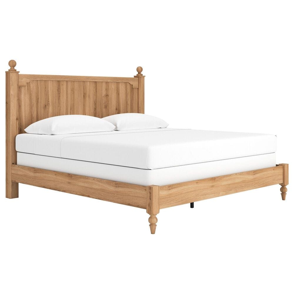 Ashley Aleaport King Panel Bed in Warm Brown, , large