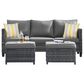 HOMLUX 3-Piece Modular Outdoor Sofa Set with Two Ottomans in Dark Gray, , large
