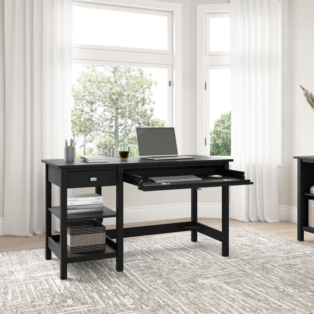 Bush Broadview 2-Drawer Computer Desk with Shelves in Classic Black, , large