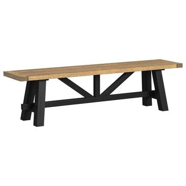 Hawthorne Furniture Hendricks Solid Wood Dining Bench in Rustic Wheat and Raven Black, , large