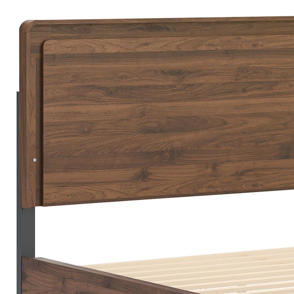 Ashley Fortlorn California King Platform Bed in Walnut Brown with LED Light, , large