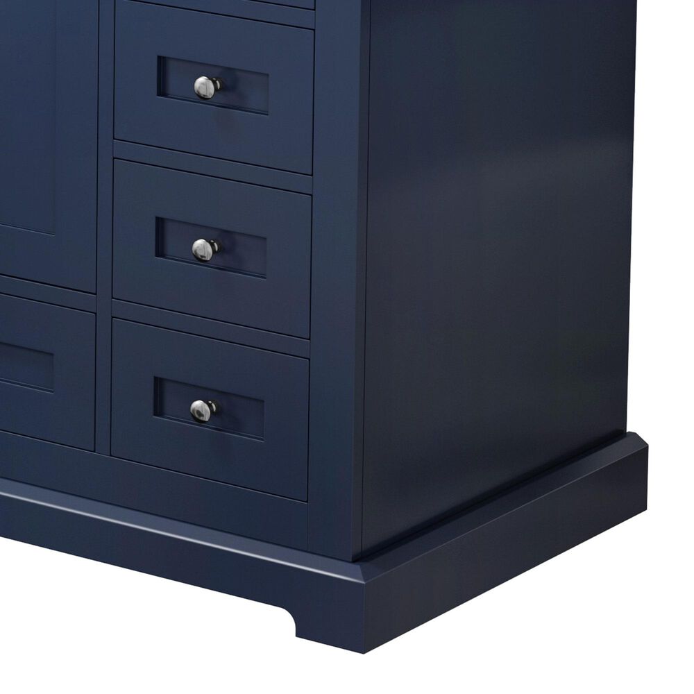 Lexora Home Dukes 84&quot; Double Bathroom Vanity in Navy Blue with 2 cm White Quartz Top and Rectangular Sinks, , large