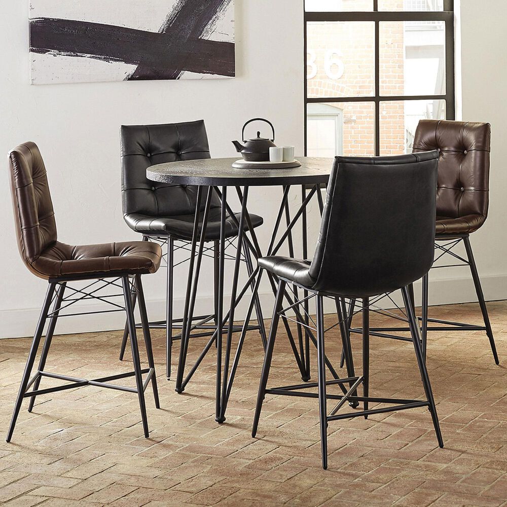 Pacific Landing Rennes 5-Piece Round Table Dining Set in Black and Gunmetal, , large