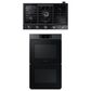 Samsung 2-Piece Kitchen Package with 30" Matte Black Steel Double Wall Oven and 36" Black Stainless Steel Smart Gas Cooktop, , large