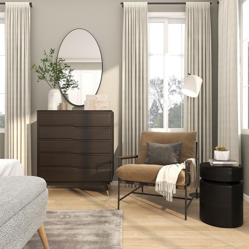 37B Metal Drum End Table in Black, , large
