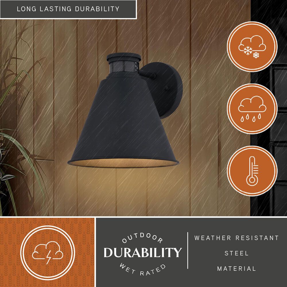 Vaxcel Smith 1-Light Outdoor Motion Sensor Wall Sconce in Textured Black, , large