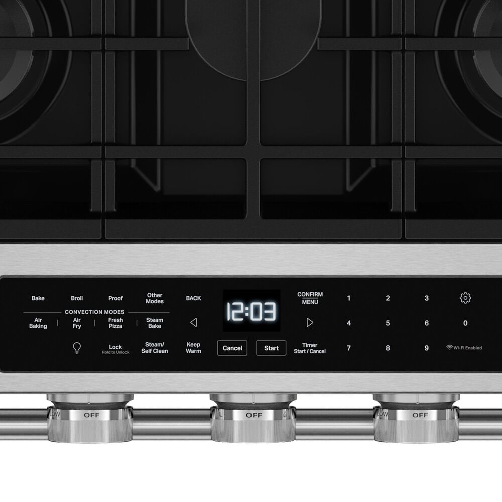 KitchenAid 2-Piece Kitchen Package with 30" Slide-In Smart Gas Range and 30" Over-the-Range Microwave Oven in PrintShield Stainless Steel, , large