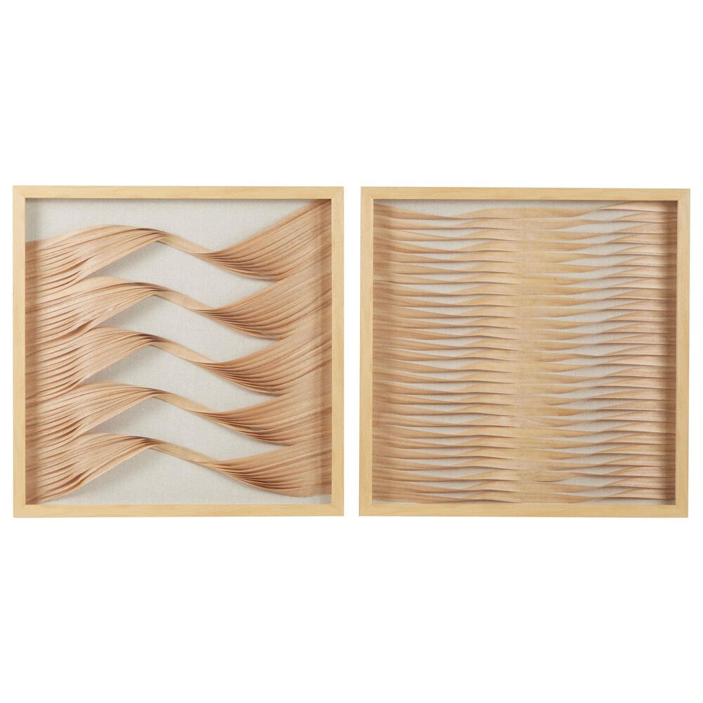 Maple and Jade 24" x 24" Abstract Framed Wall Art in Brown and Beige (Set of 2), , large