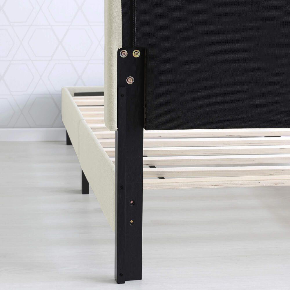 HOMLUX Laval King Upholstered Platform Bed Frame in Linen, , large