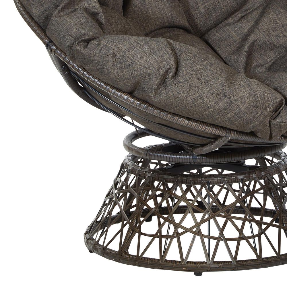 Valor Living Papasan Swivel Chair in Brown, , large