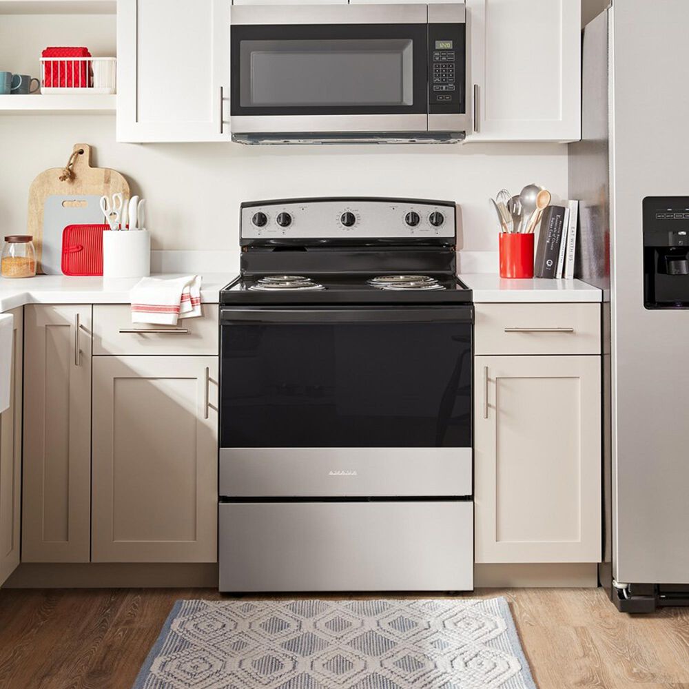 Amana 30&quot; Freestanding Electric Range with Easy-Clean Glass Door in Stainless Steel, , large