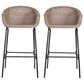 Hearth and Haven Ladd Outdoor Faux Wicker Barstool with Black Metal Frame in Light Brown (Set of 2), , large