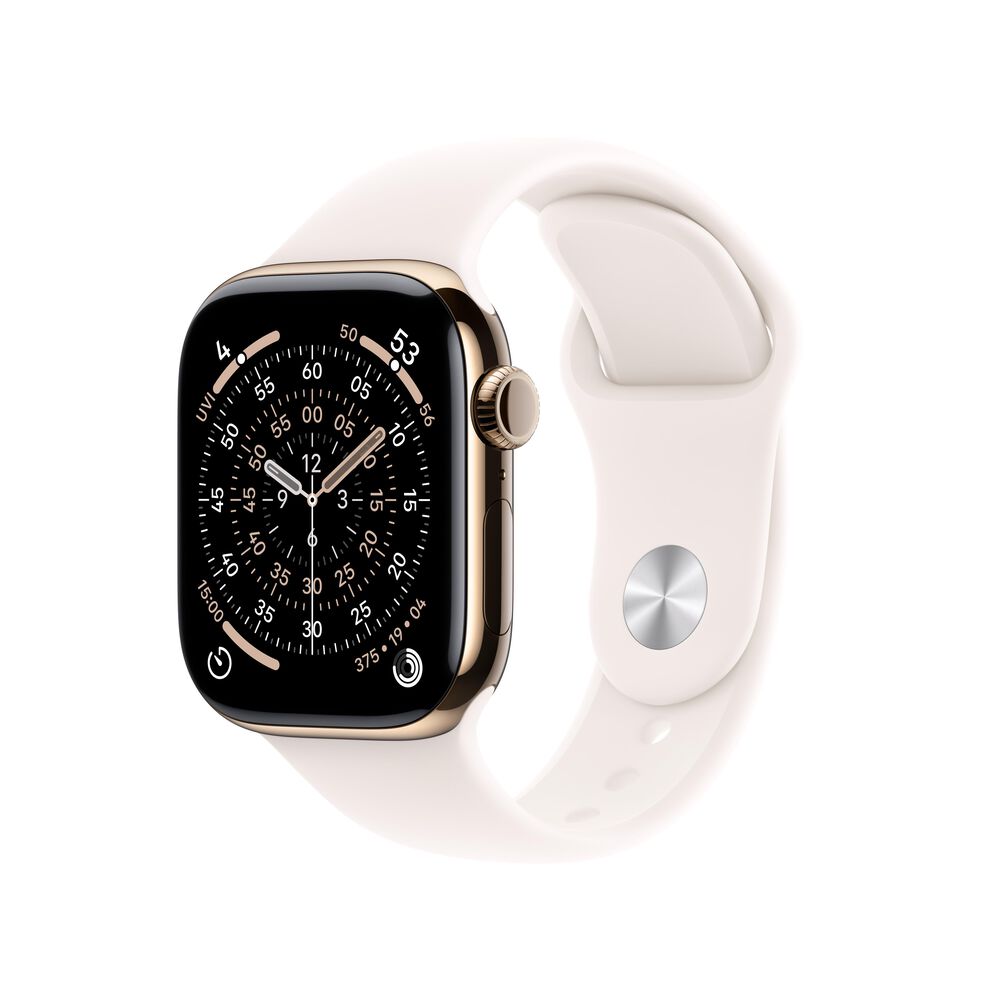 Apple Watch Series 11 (GPS+Cellular) 42mm Titanium Case with Light Blush Sport Band - M/L - Gold - (2025), , large