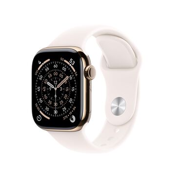 Apple Watch Series 11 (GPS+Cellular) 42mm Titanium Case with Light Blush Sport Band - M/L - Gold - (2025), , large