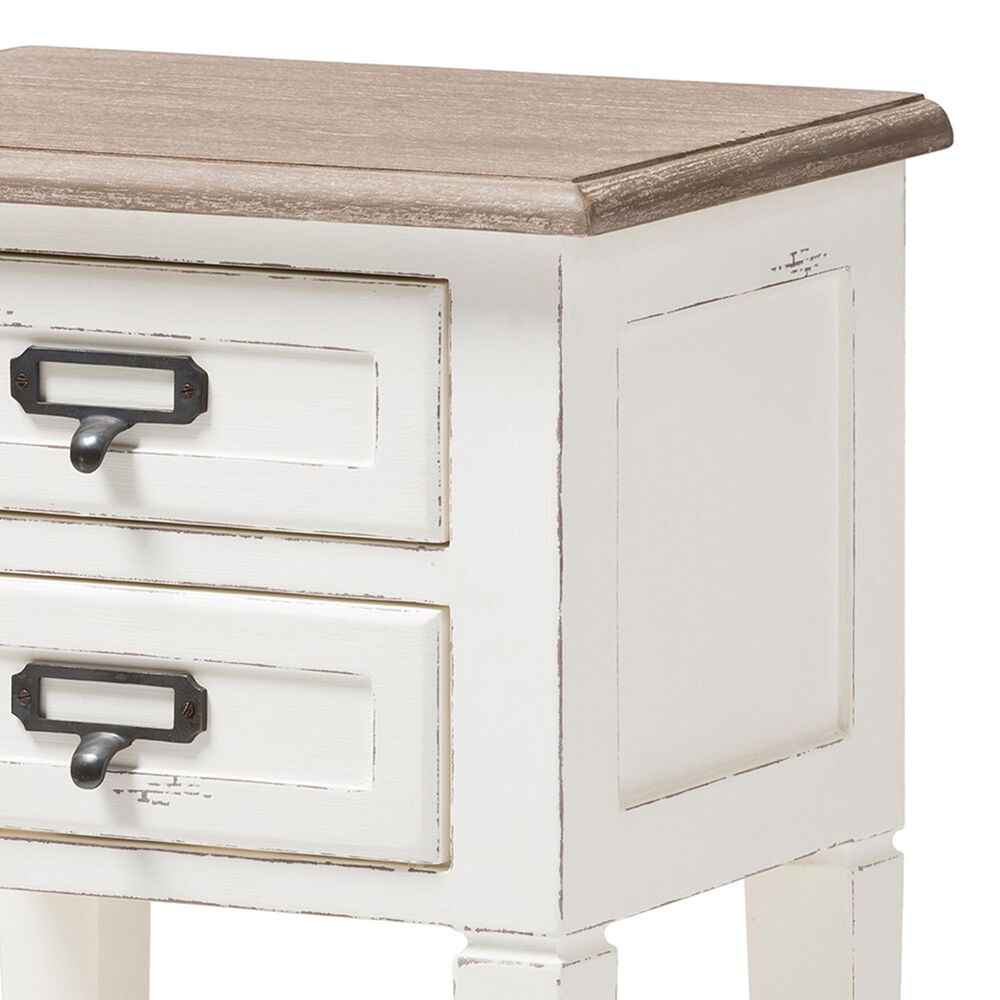 Baxton Studio Dauphine 2-Drawer Nightstand in White and Natural, , large