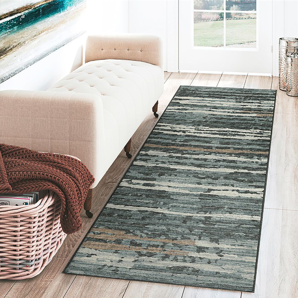 Dalyn Rug Company Brisbane Striped 2&#39;3&quot; x 7&#39;6&quot; Midnight Runner, , large
