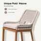 HOMLUX Outdoor Counter Stool with Plaid Back in Grey and Beige (Set of 2), , large