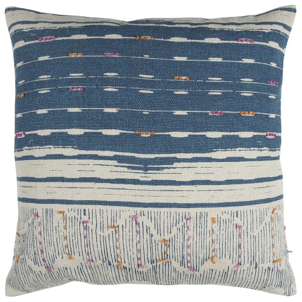 Rizzy Home 22" x 22" Pillow Cover in Blue with Beige, , large